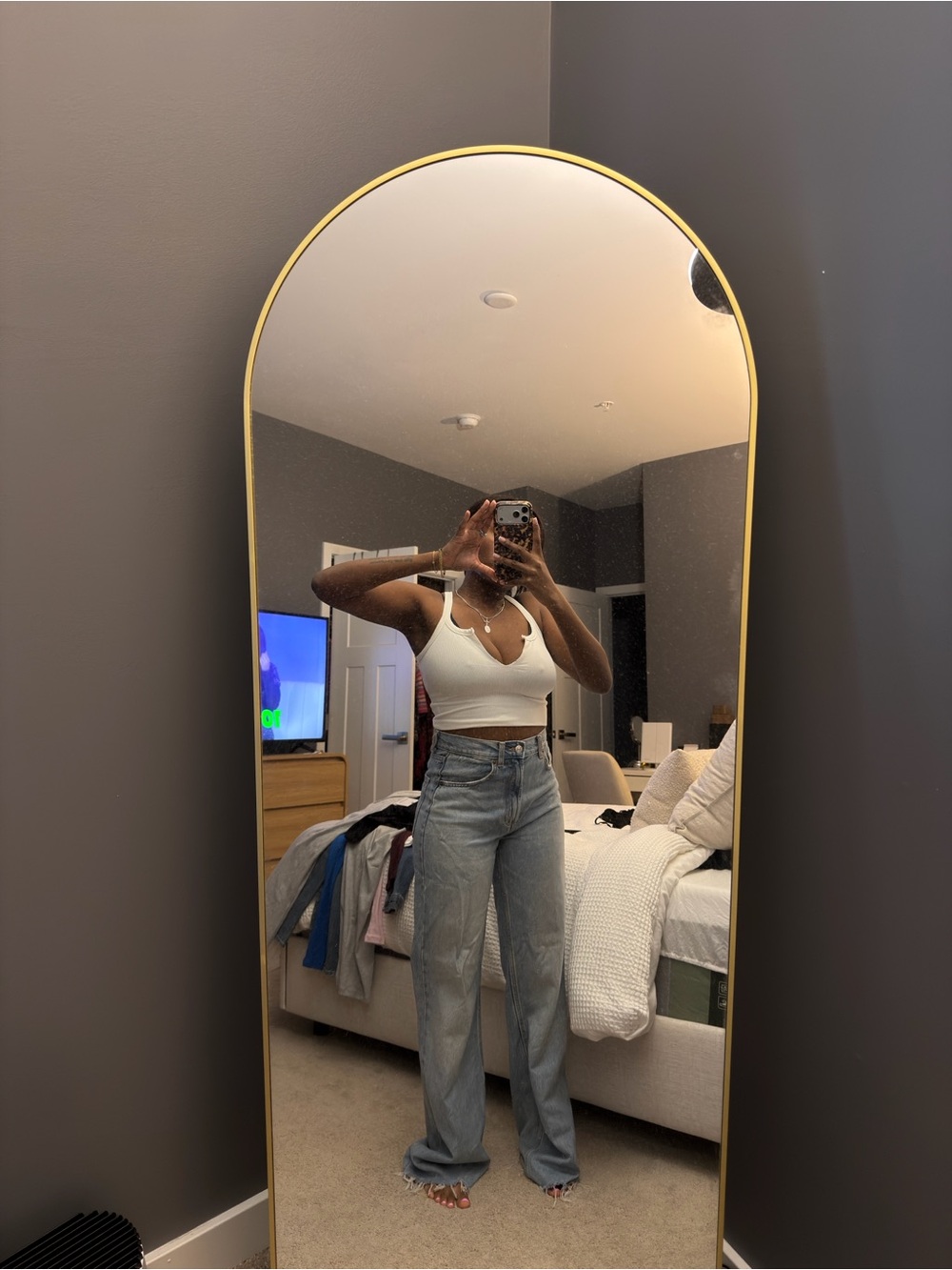 Light Wash High-Rise Wide Leg Jeans for Women